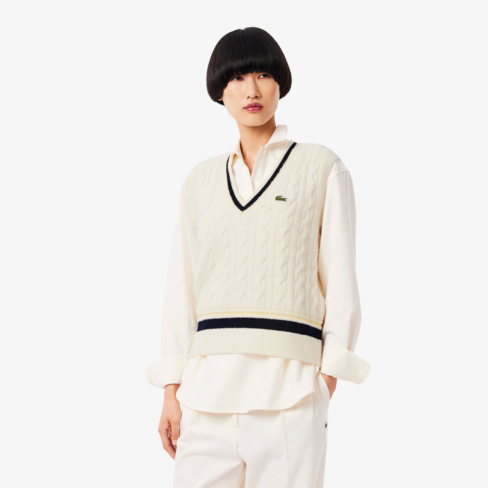 Cable Knit Wool Sweater Vest