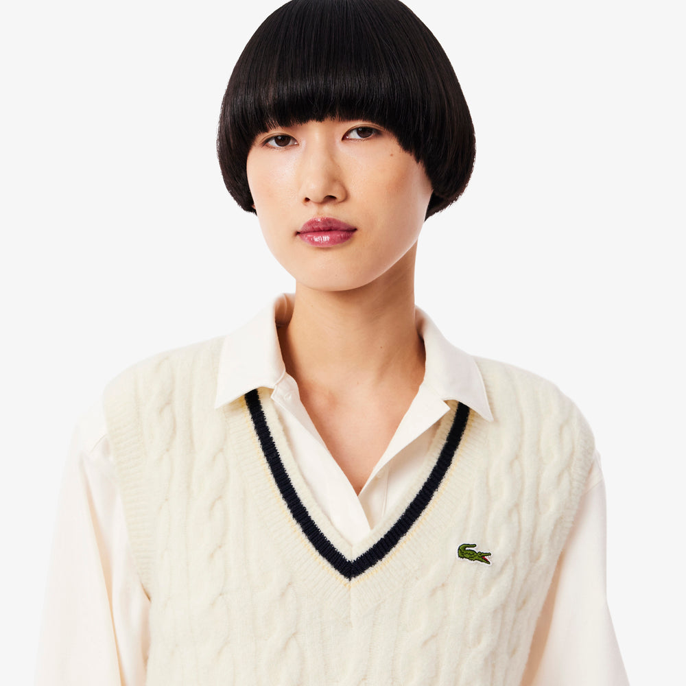 Cable Knit Wool Sweater Vest