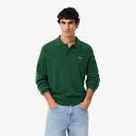 Relaxed Fit Carded Wool Polo Sweater