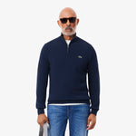 Zipped High Neck Cotton Sweater