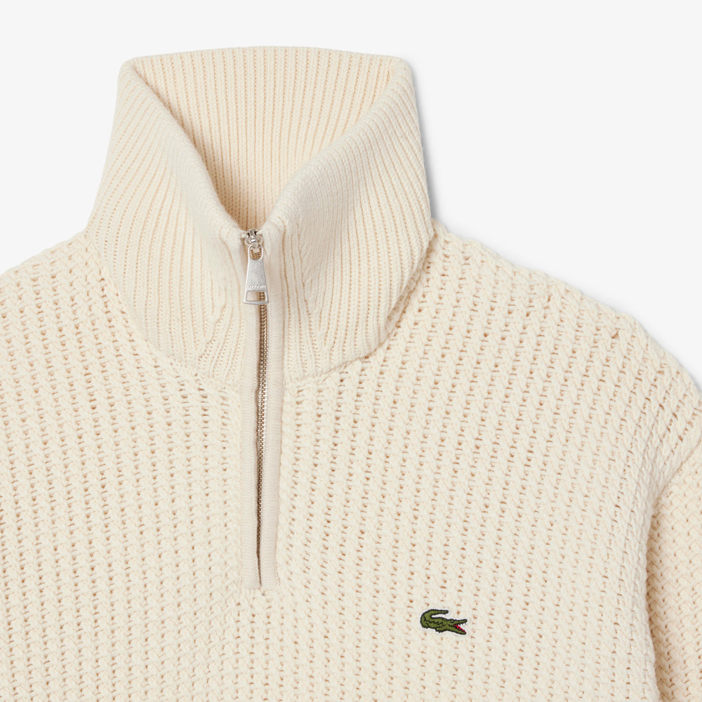 High Neck Half Zipper Heavy Wool Sweater