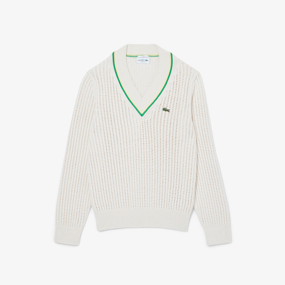 V Neck Striped Tennis Sweater