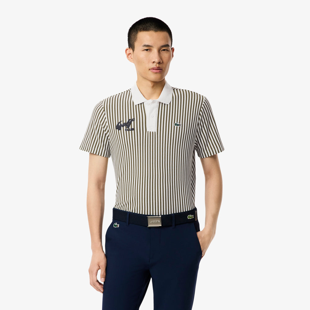 Heat Regulating Striped Golf Polo Shirt