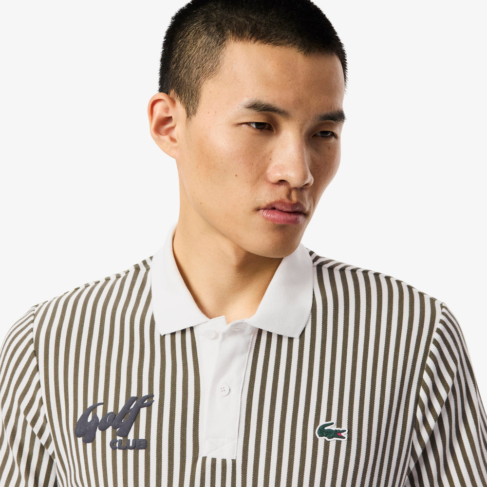 Heat Regulating Striped Golf Polo Shirt