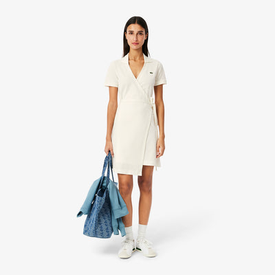 Stretch Mini Piqué Wrap Dress