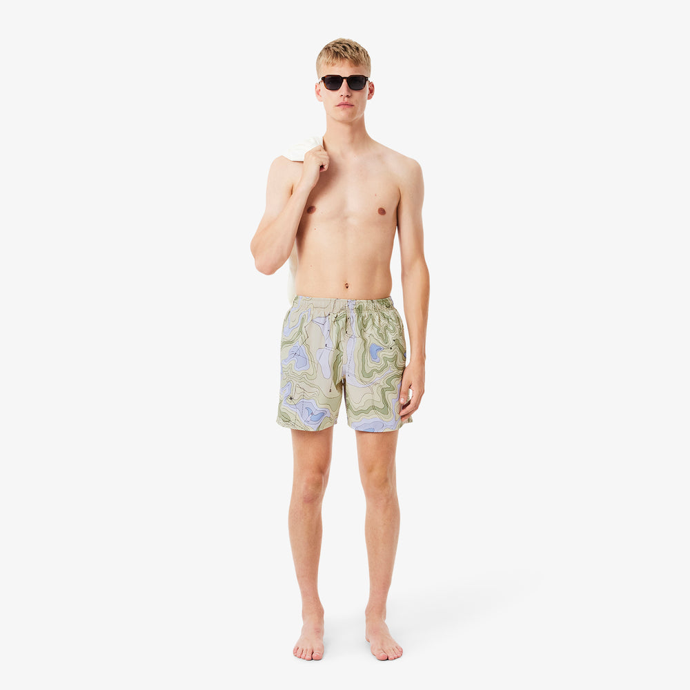 Mid Length Print Swim Trunks