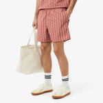 Mid Length Monogram Print Swim Trunks