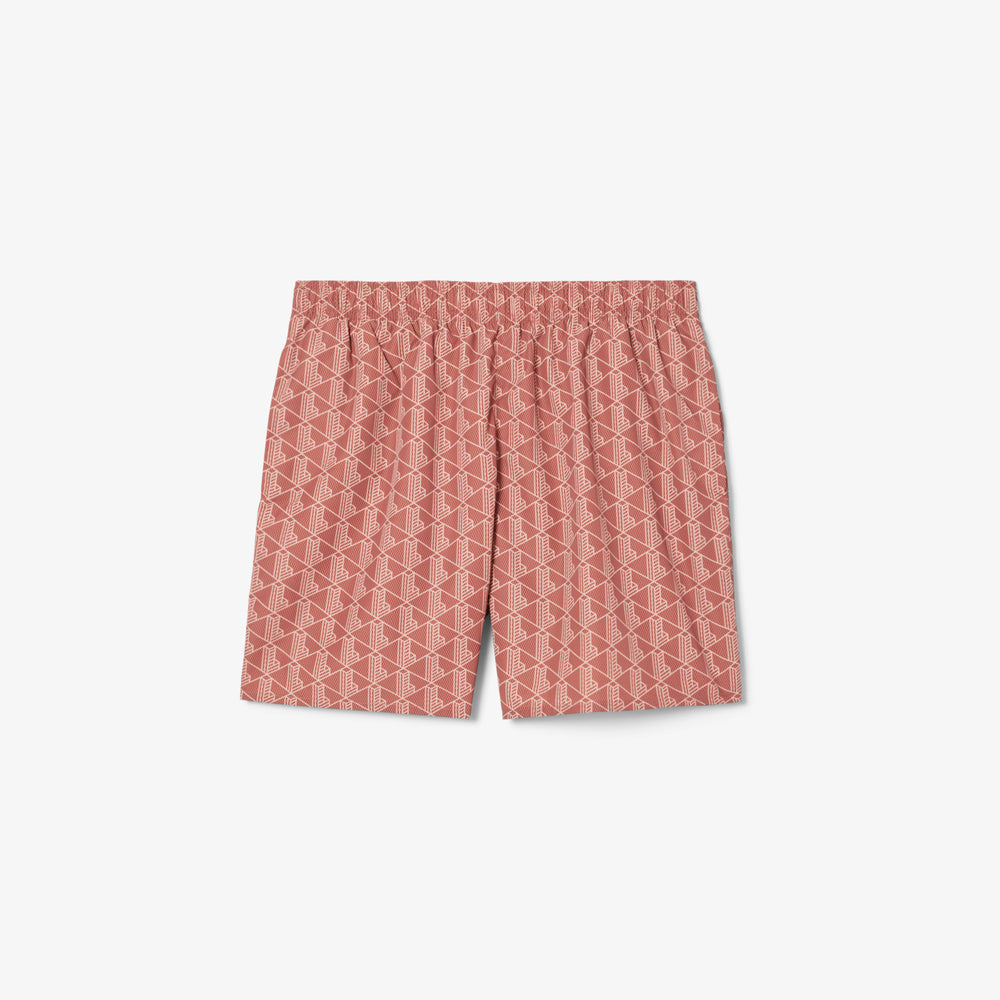 Mid Length Monogram Print Swim Trunks