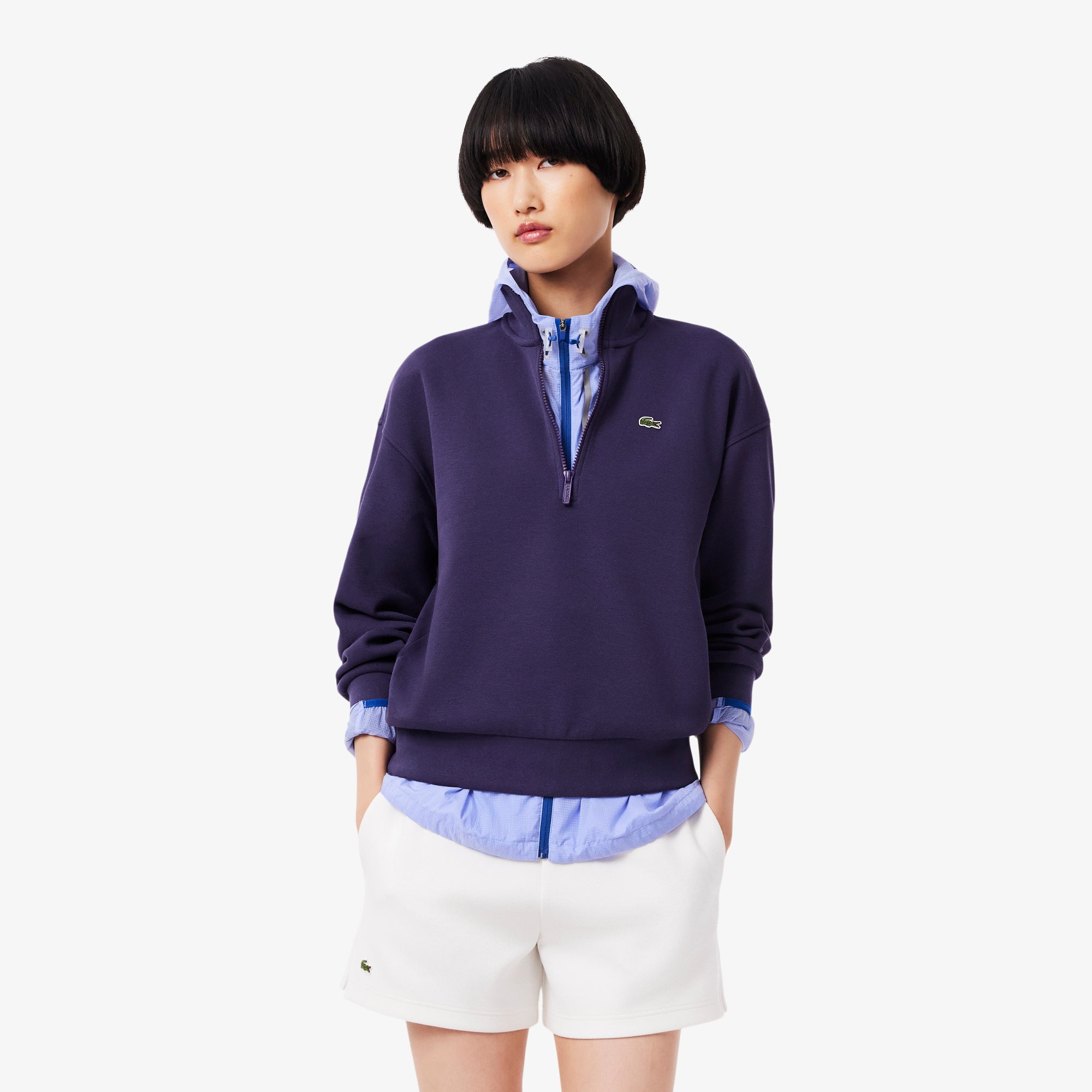 High Neck Zipped Piqué Sweatshirt – Lacoste ZA