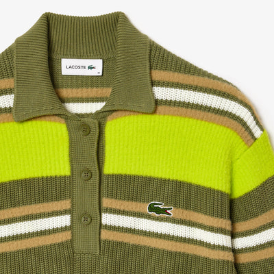 Ribbed Striped Polo Shirt Sweater