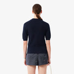 Regular Fit Open Neck Badge Accent Knit Polo Shirt