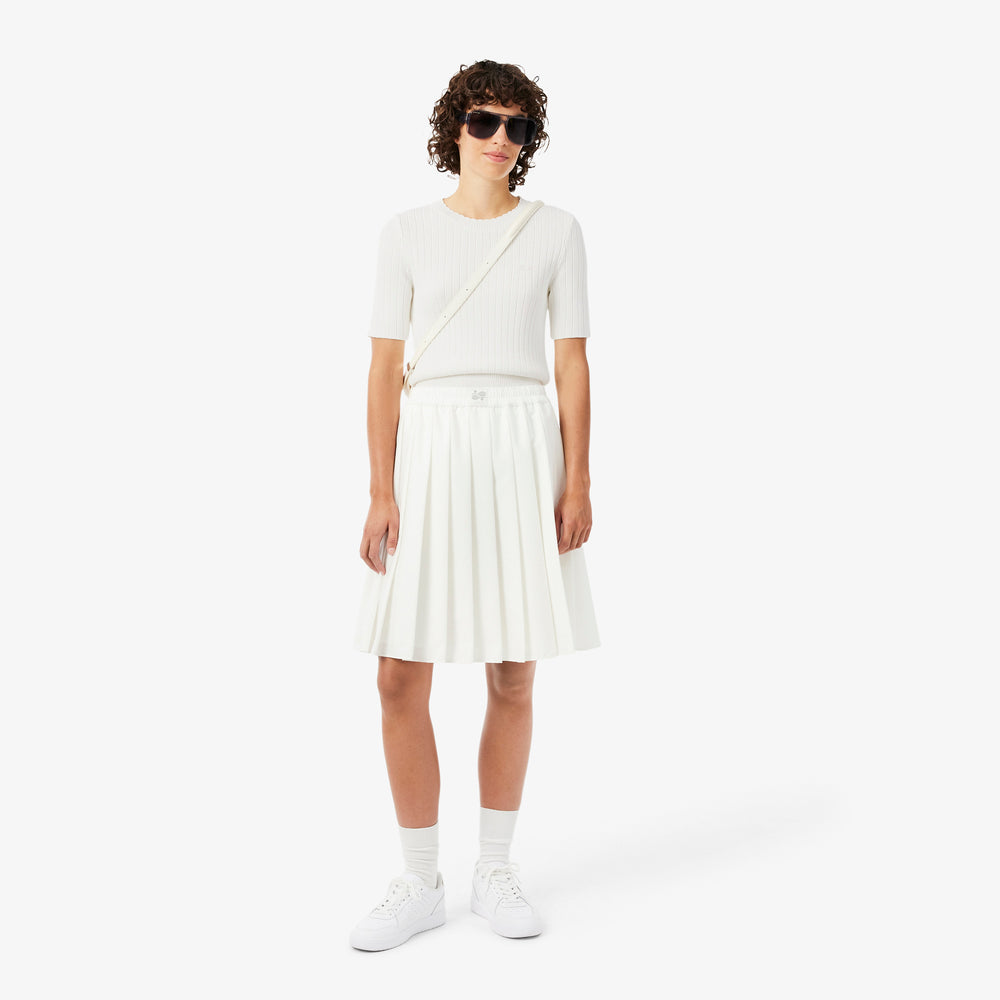 Short Sleeved Ribbed Cotton Sweater