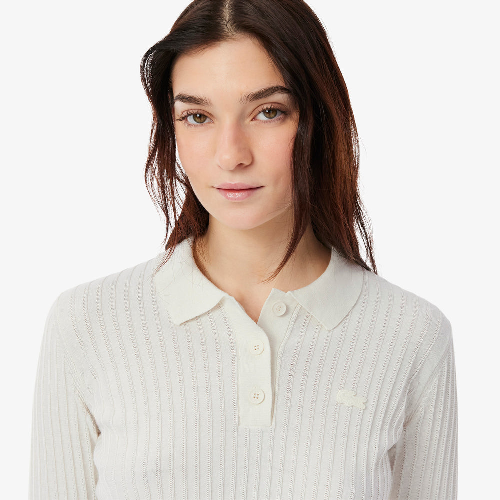 Regular Fit Ribbed Knit Polo Shirt