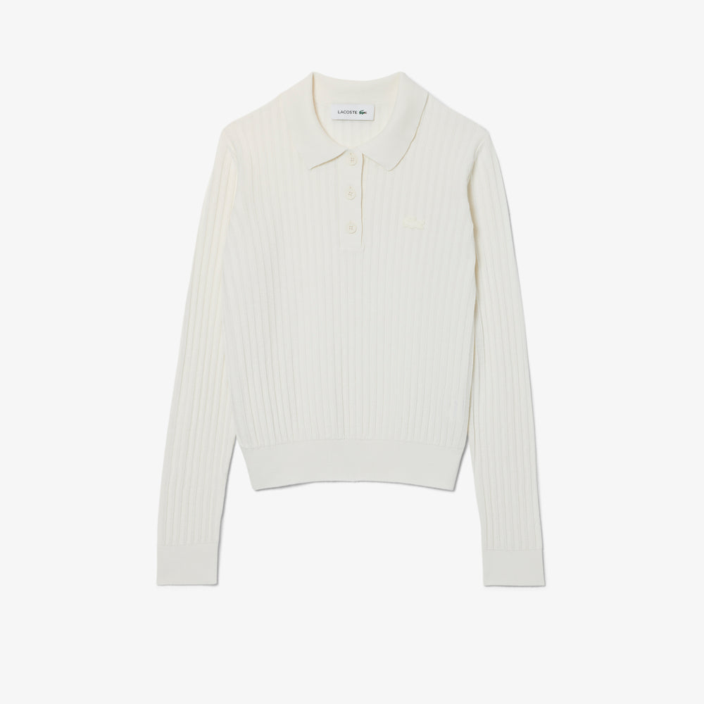 Regular Fit Ribbed Knit Polo Shirt