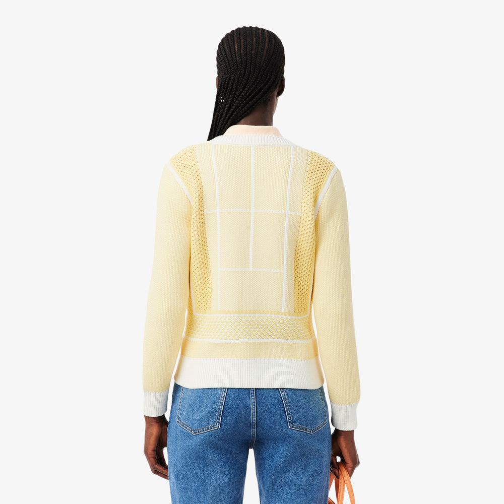 Tennis Court Graphic Jacquard Sweater