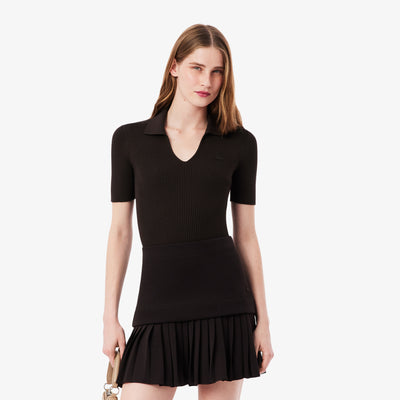 Short Sleeved 3D Knit Polo Shirt