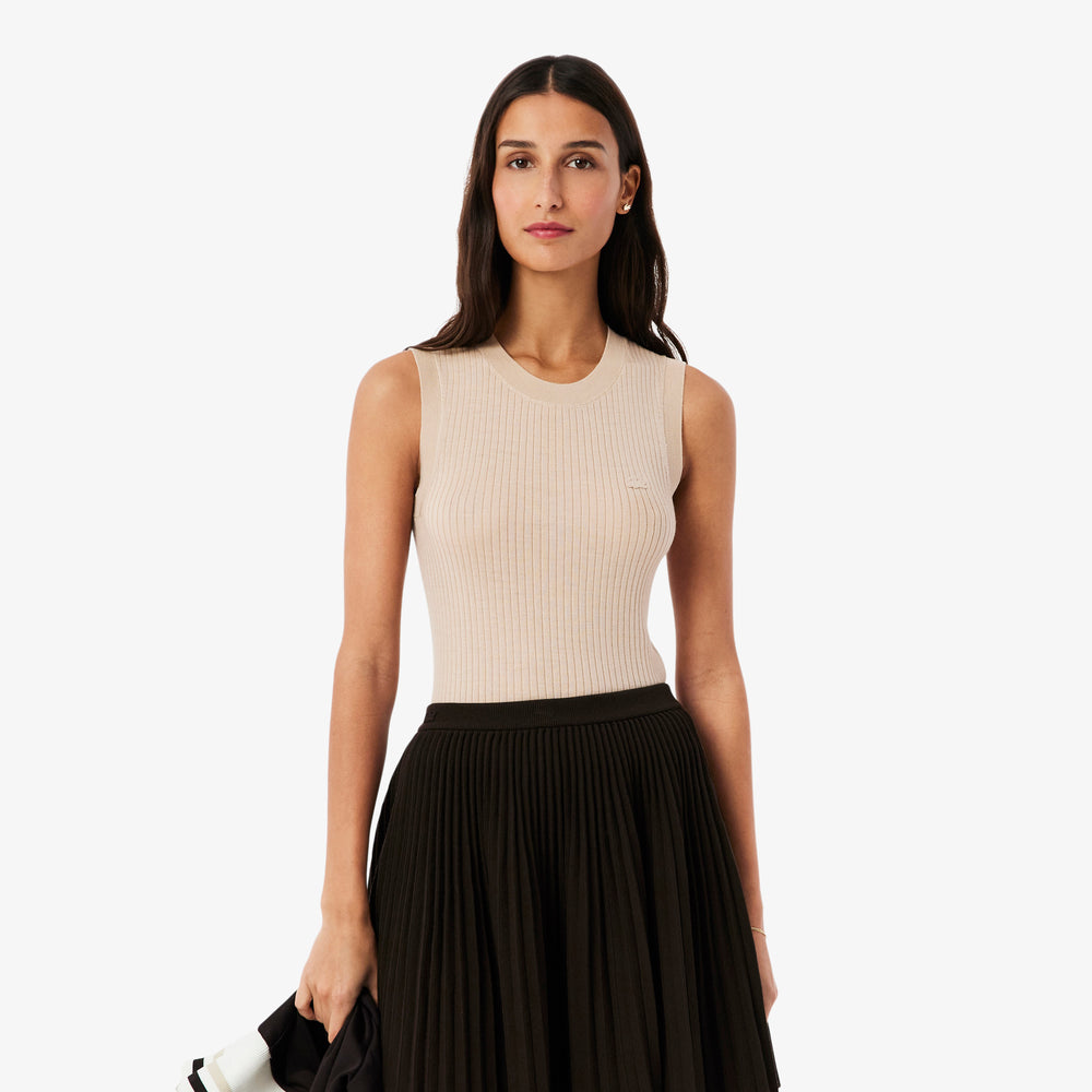 Merino Wool 3D Knit Sleeveless Sweater