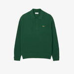 Relaxed Fit Carded Wool Polo Sweater