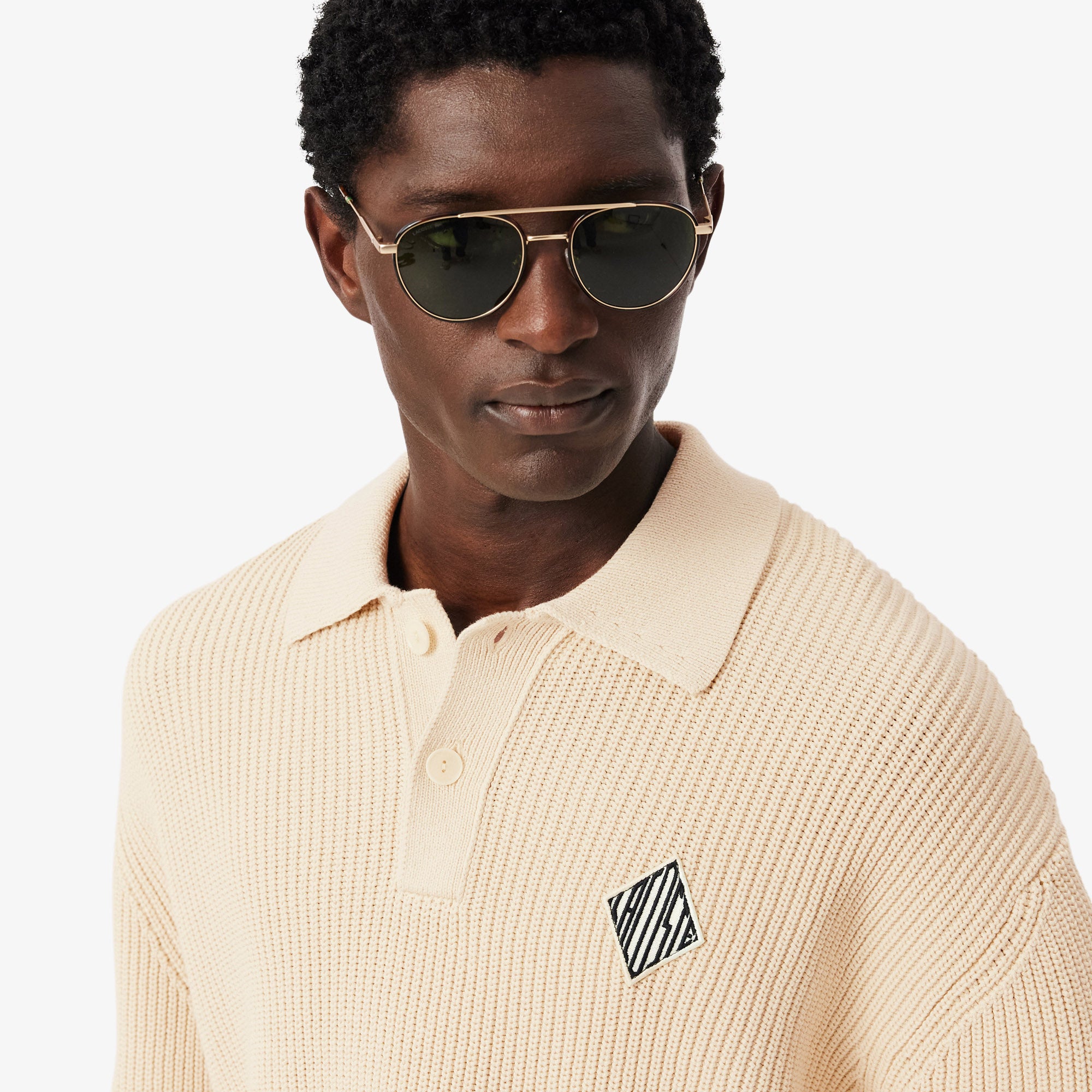 Badge Accent Pearl Rib Polo Collar Sweater – Lacoste ZA