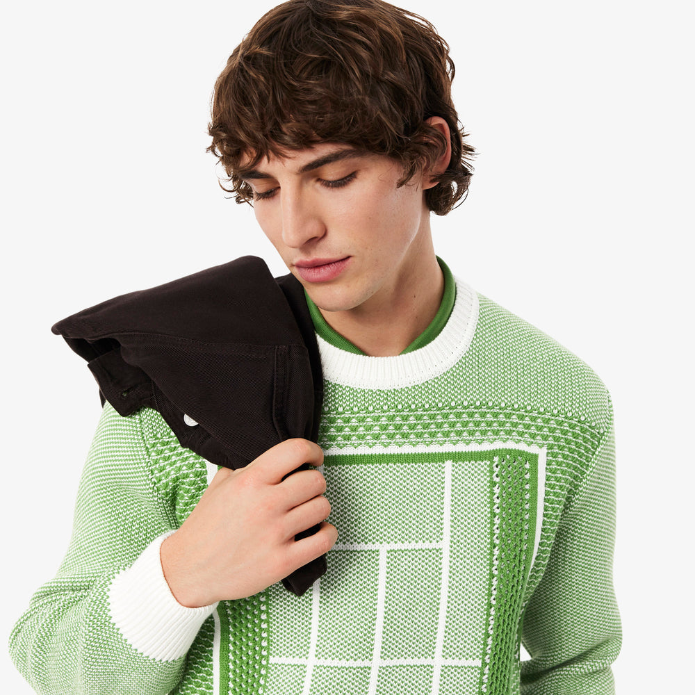 Tennis Court Graphic Jacquard Sweater