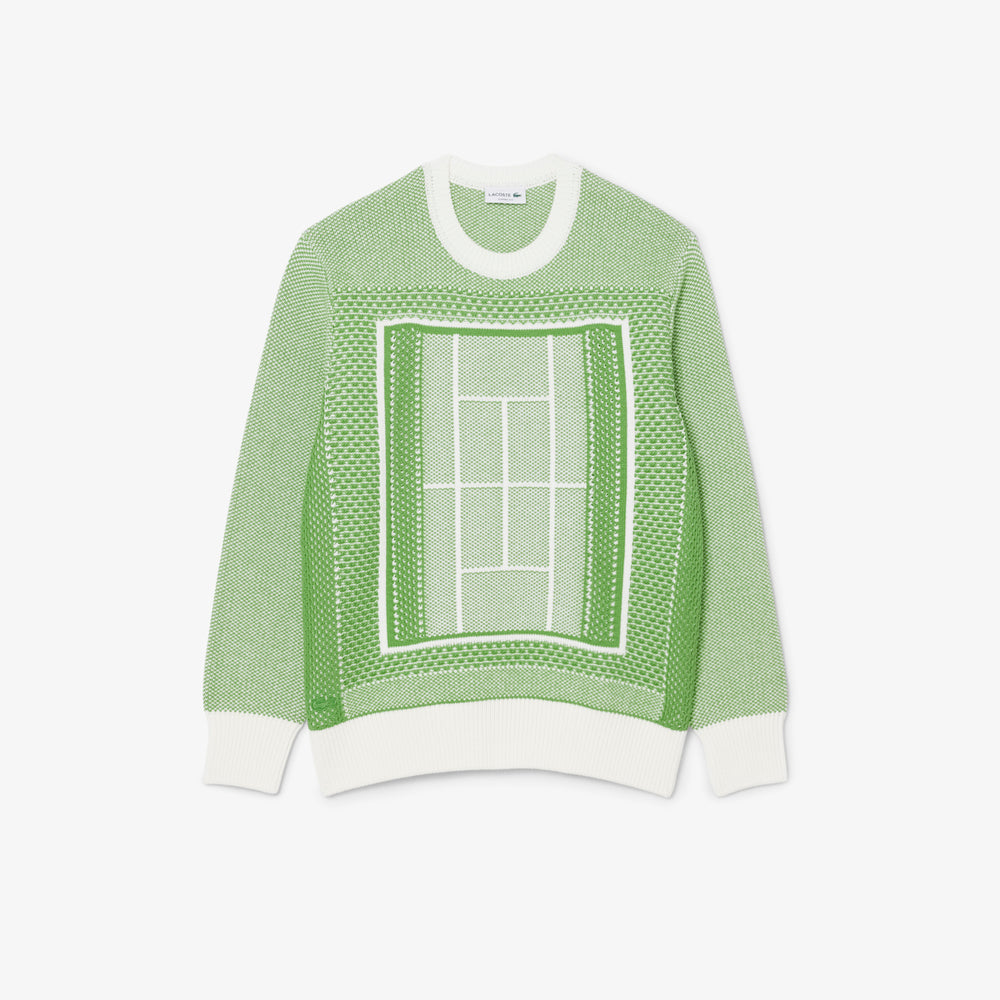 Tennis Court Graphic Jacquard Sweater