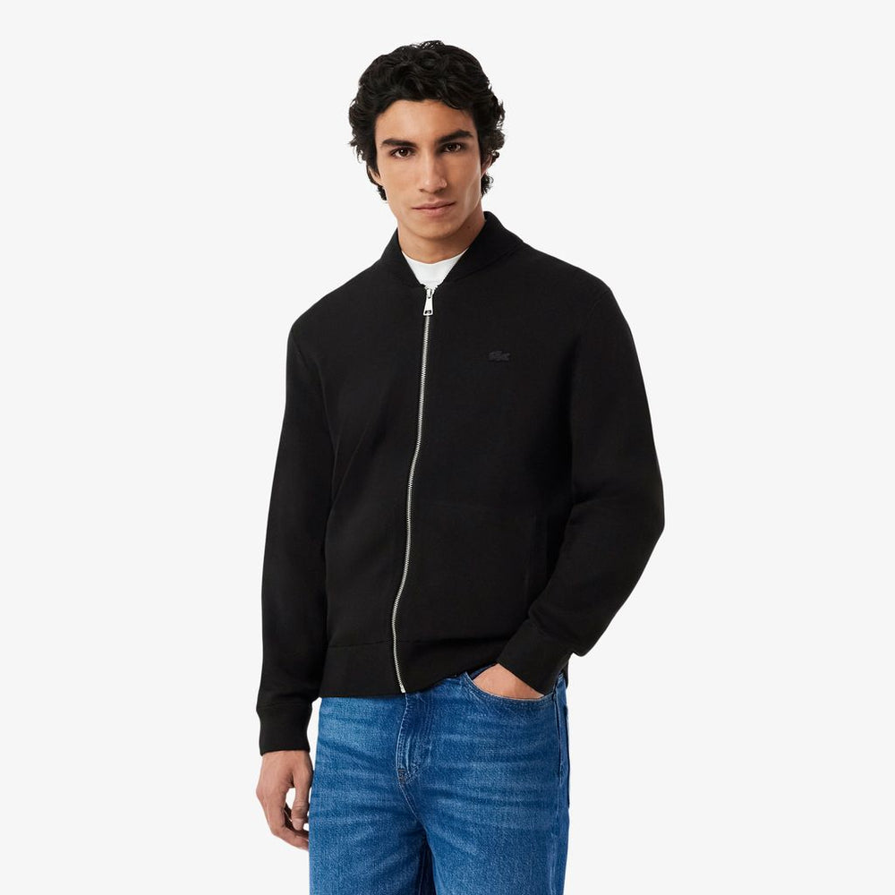 Zipped Double Face Knit Bomber Jacket