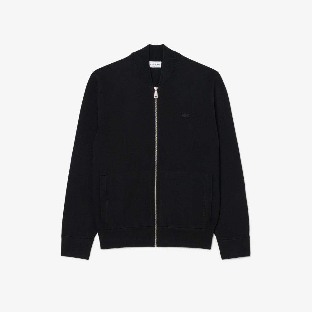 Zipped Double Face Knit Bomber Jacket