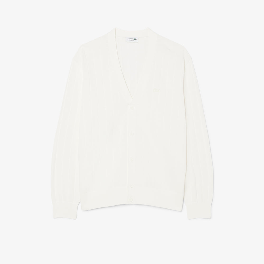 Rib Knit Cotton Blend Cardigan