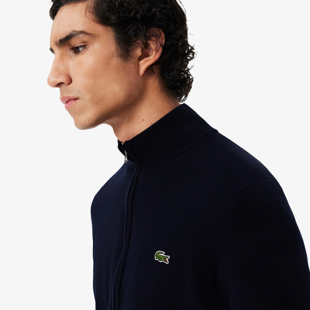 Zipped High Neck Cotton Sweater