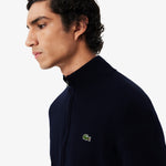 Zipped High Neck Cotton Sweater