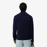Zipped High Neck Cotton Sweater