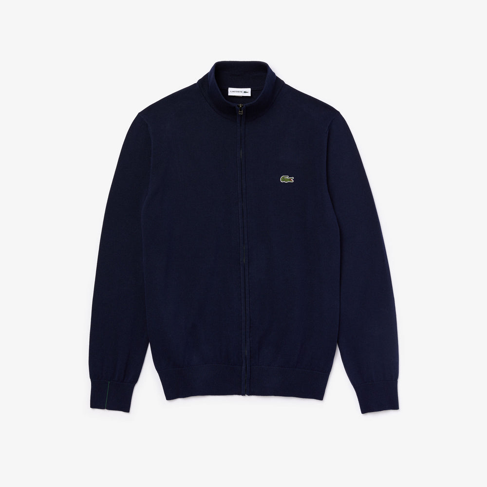 Zipped High Neck Cotton Sweater