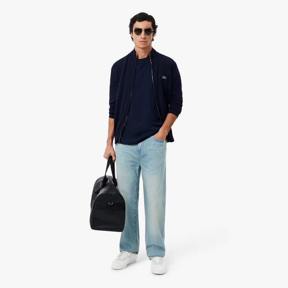 Zipped High Neck Cotton Sweater