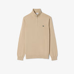 Zipped High Neck Cotton Sweater