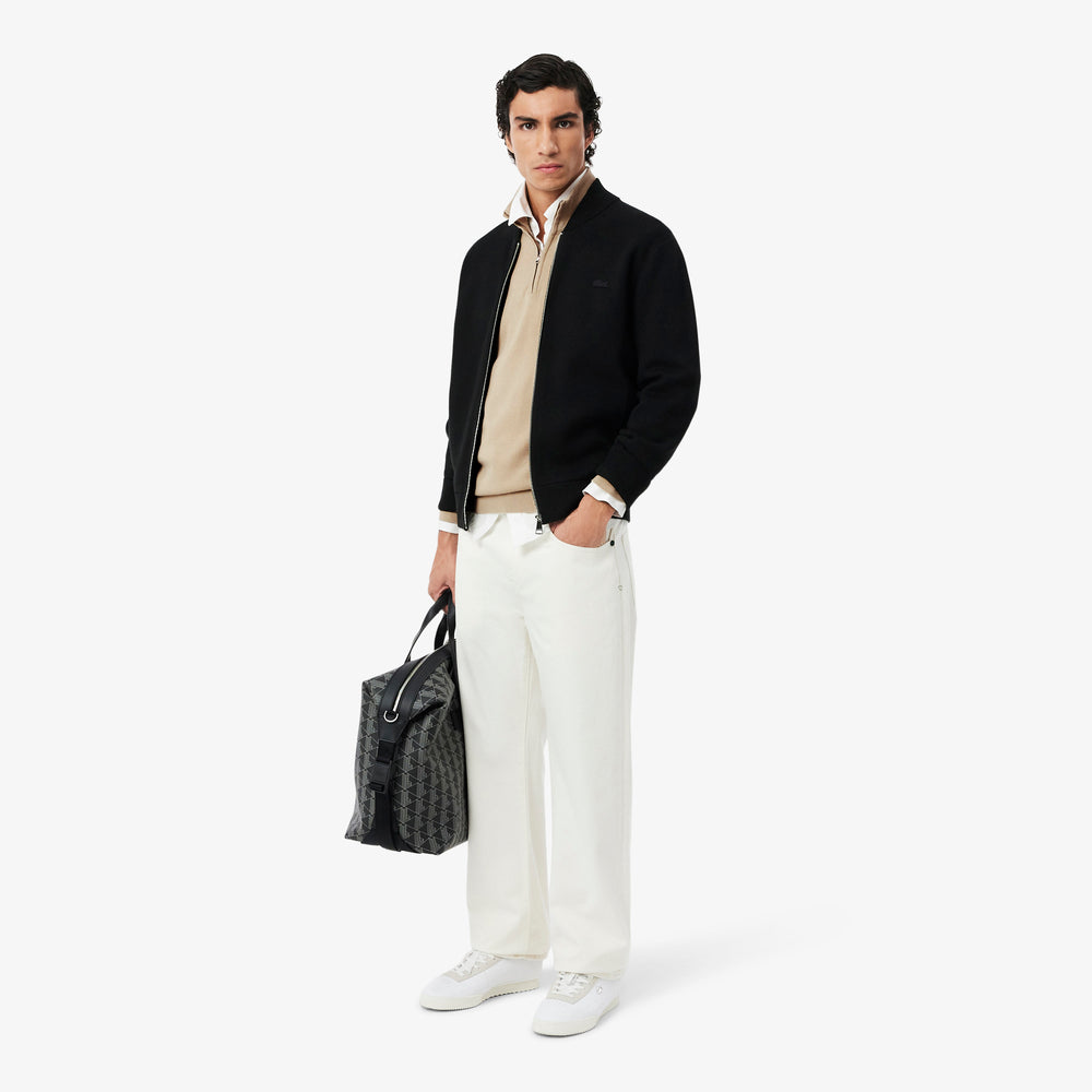 Zipped High Neck Cotton Sweater