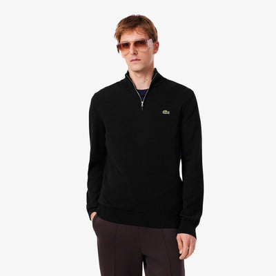 Zipped High Neck Cotton Sweater