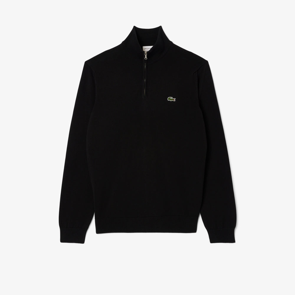 Zipped High Neck Cotton Sweater