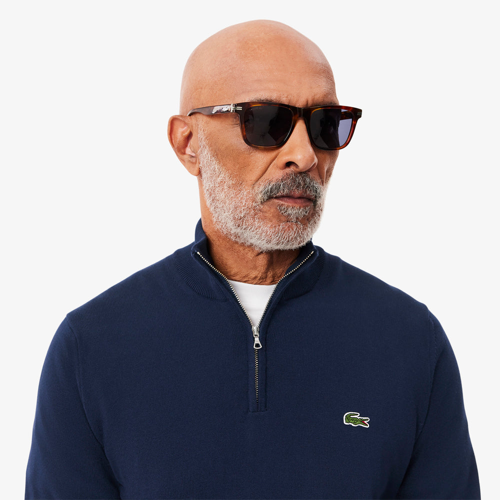 Zipped High Neck Cotton Sweater