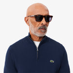 Zipped High Neck Cotton Sweater