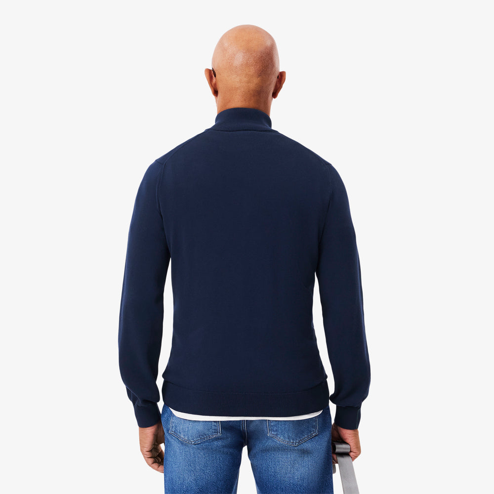 Zipped High Neck Cotton Sweater