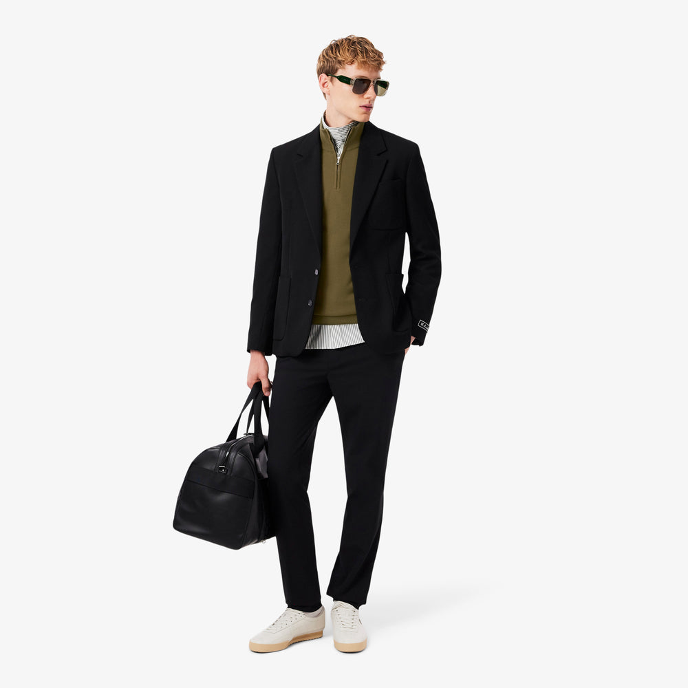 Zipped High Neck Cotton Sweater