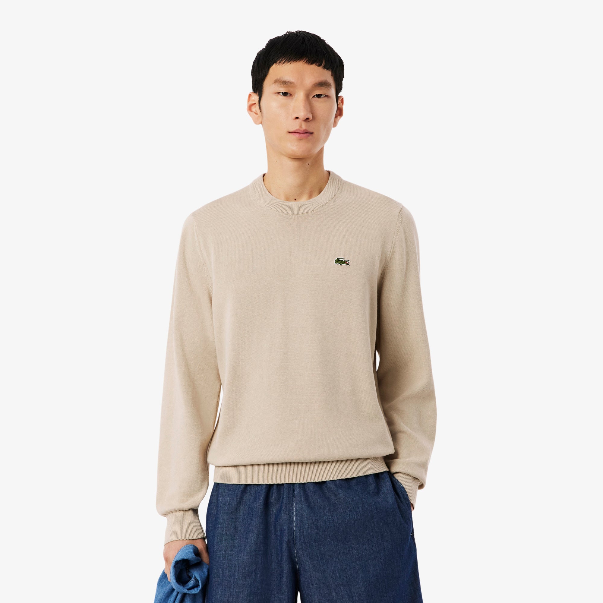 Monochrome Crew Neck Cotton Sweater – Lacoste ZA