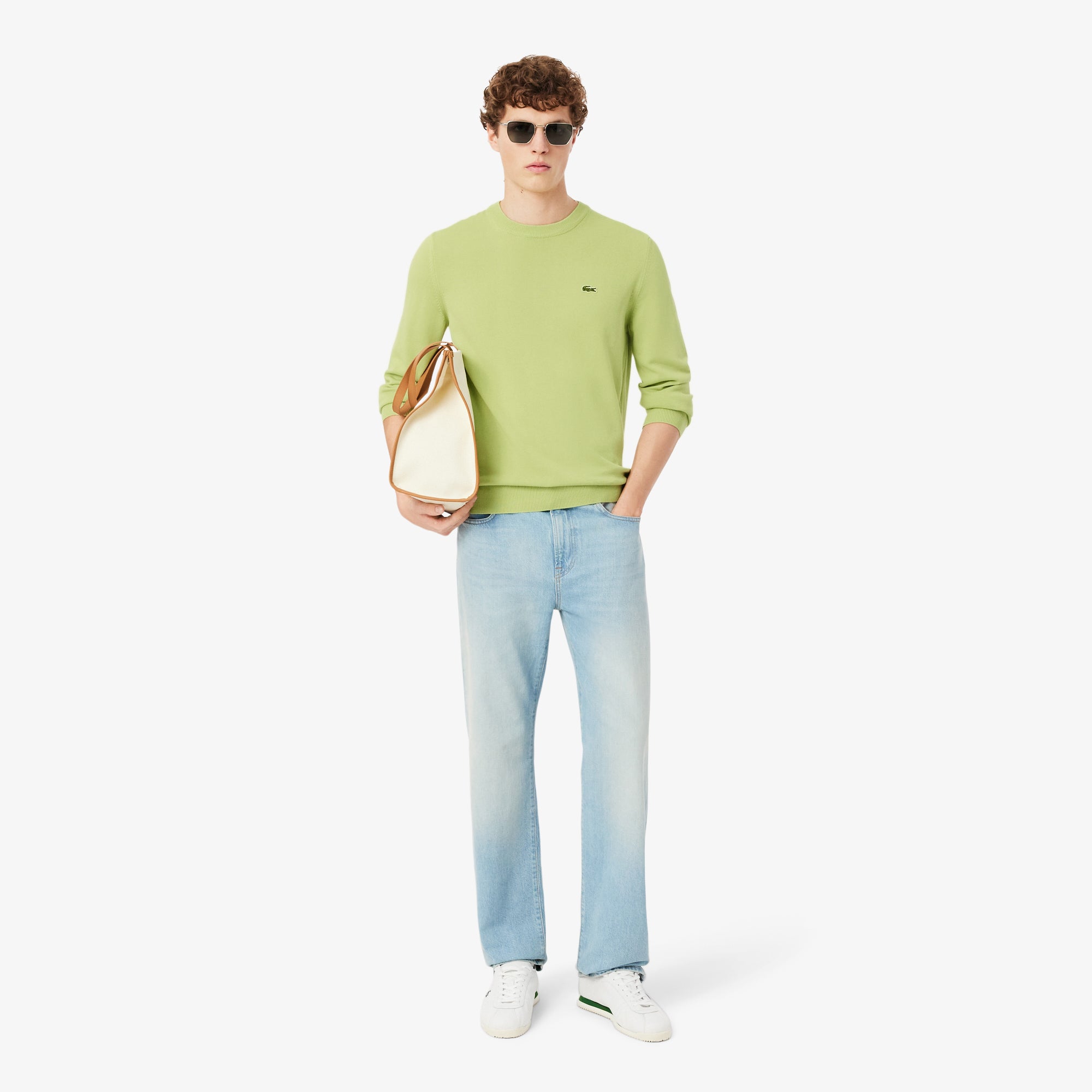 Monochrome Crew Neck Cotton Sweater – Lacoste ZA