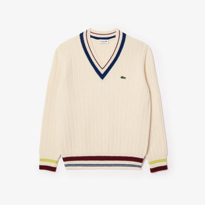 Tennis Style Carded Wool Sweater