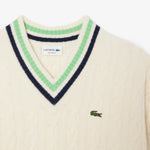 V Neck Cable Knit Wool Sweater