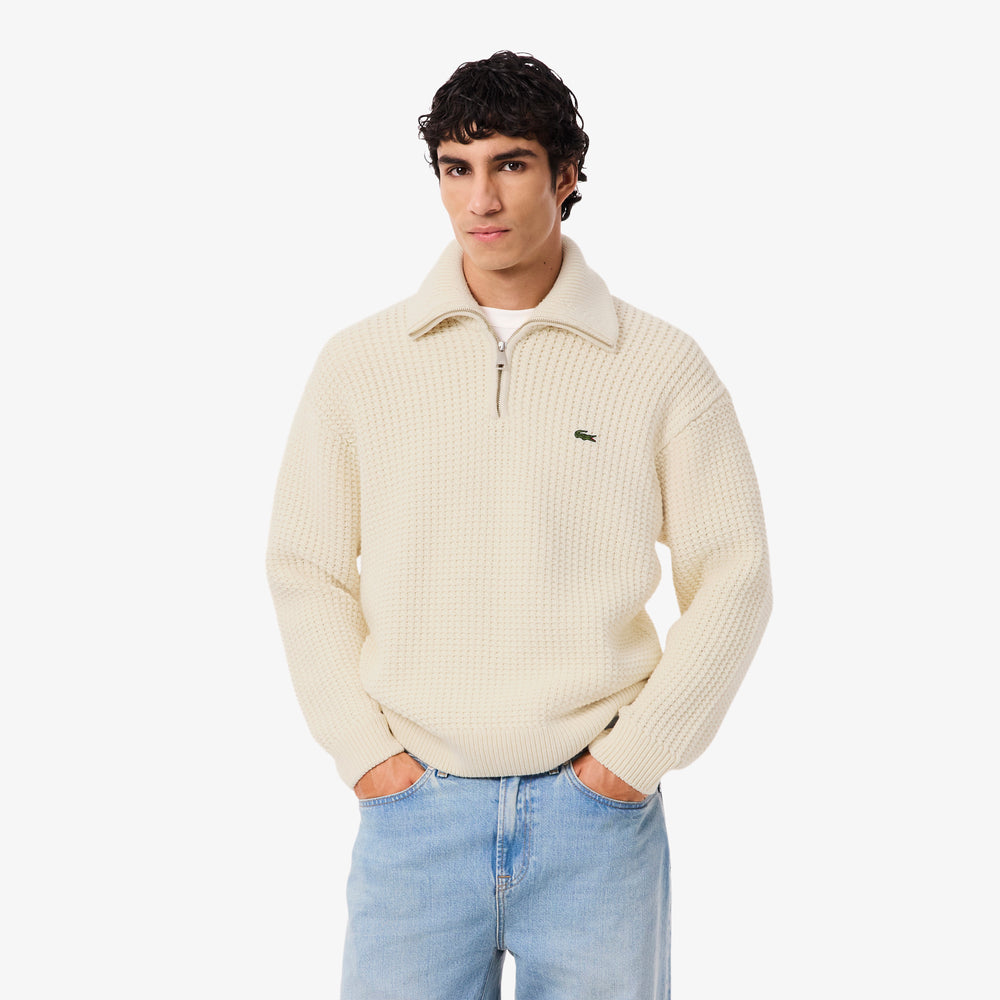 High Neck Half Zipper Heavy Wool Sweater