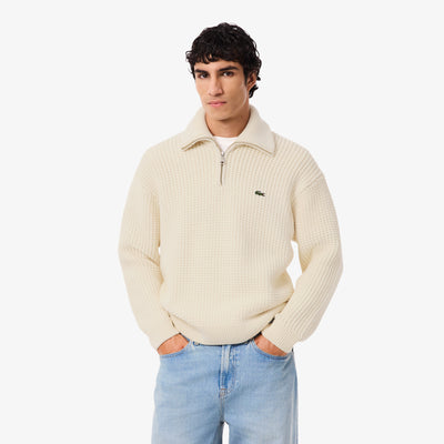 High Neck Half Zipper Heavy Wool Sweater