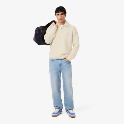 High Neck Half Zipper Heavy Wool Sweater