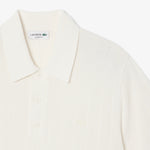 Fluid Ribbed Knit Polo Collar Sweater