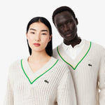 V Neck Striped Tennis Sweater